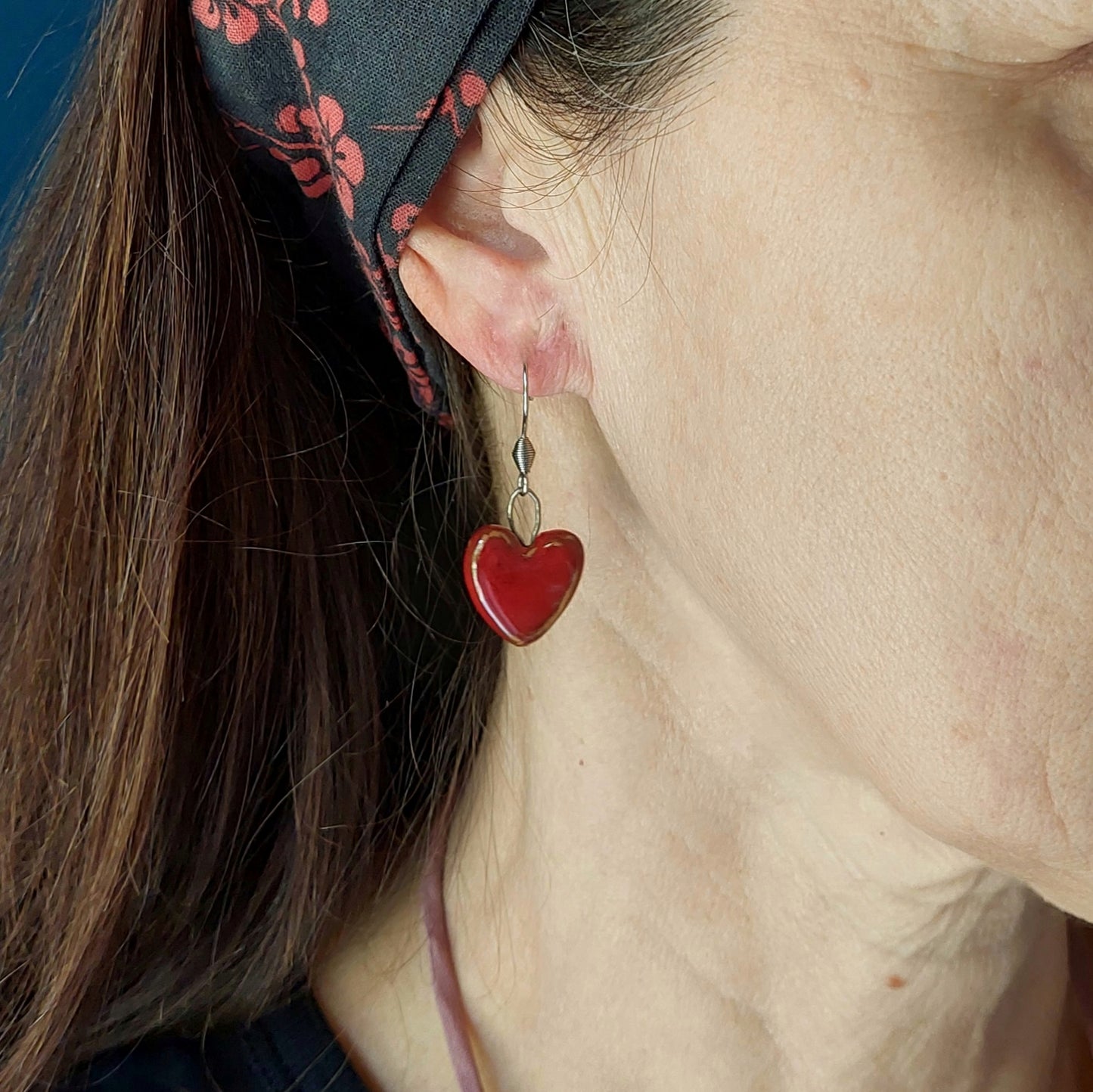 Orecchino in ceramica rossa "A metterci il cuore " spaiati