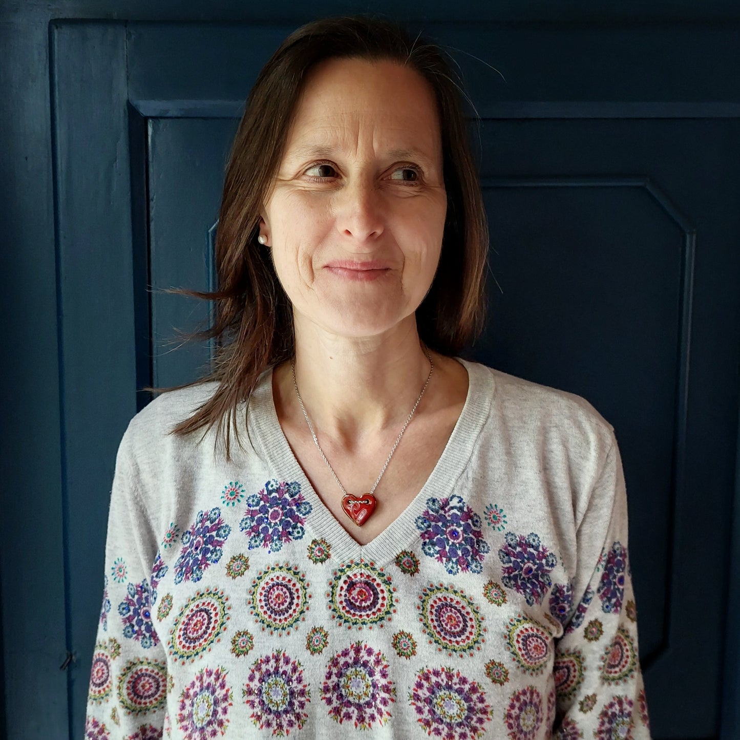 Collana Cuore in ceramica rossa con catena