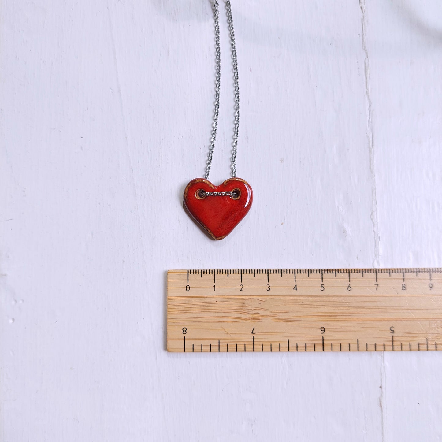 Collana Cuore in ceramica rossa con catena