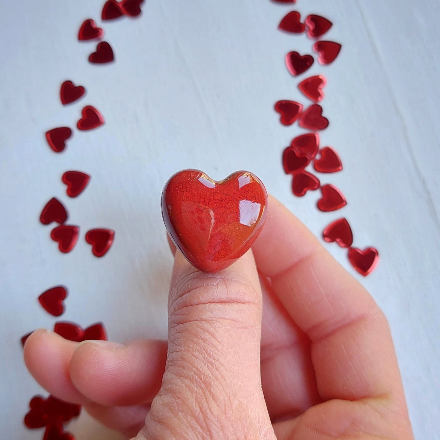 Anello Cuore in ceramica rossa