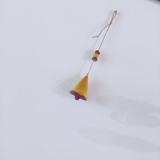 Campanella in ceramica "Pensieri felici" gialla e viola