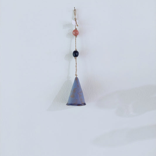 Campanella in ceramica "Pensieri felici" azzurra e blu