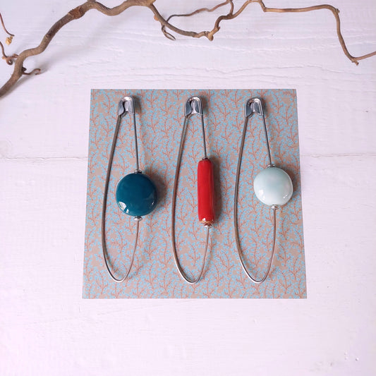 Spilla perla in ceramica Maxi verde in tre varianti colore.